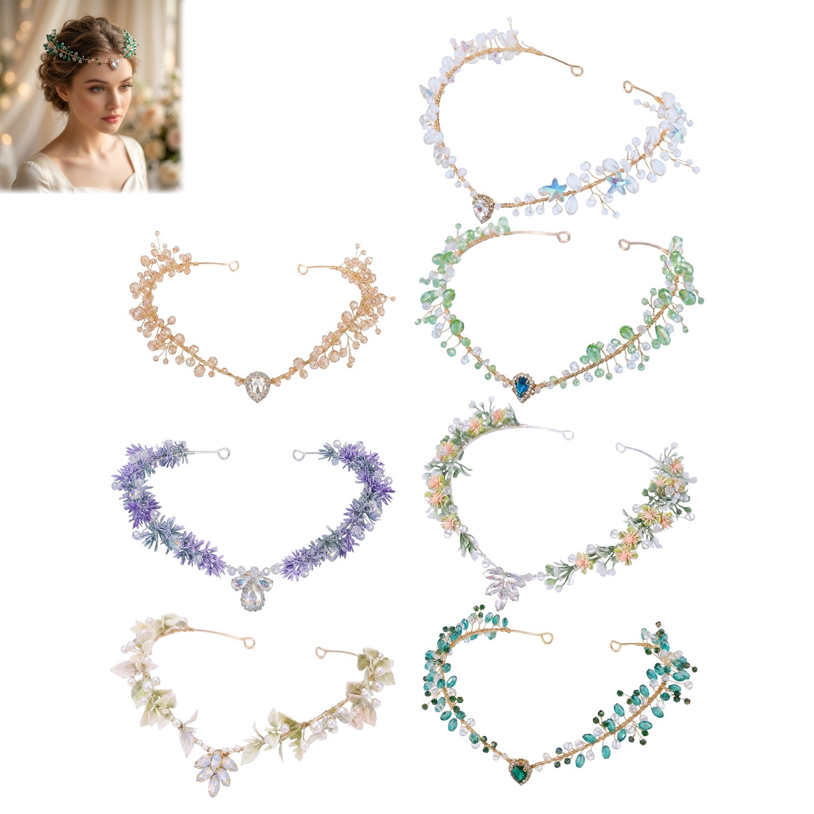 Event Party - Fascia per capelli da sposa triangolare