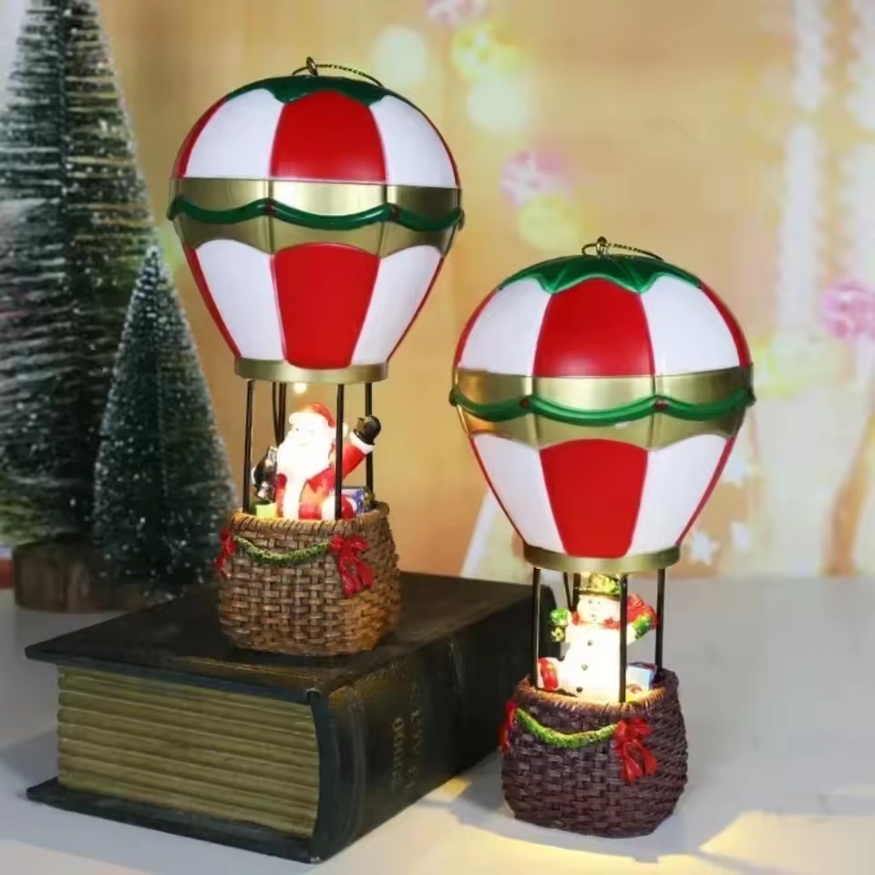 Led Balloon Light - Ornamenti natalizi luminosi, mongolfiera con pupazzo
