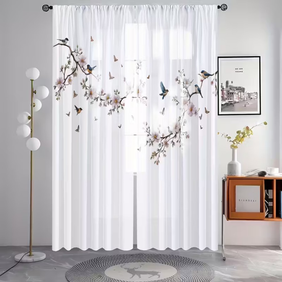 2 Pezzi Tende Trasparenti con  - Flower Wall Panel recensione e prezzo